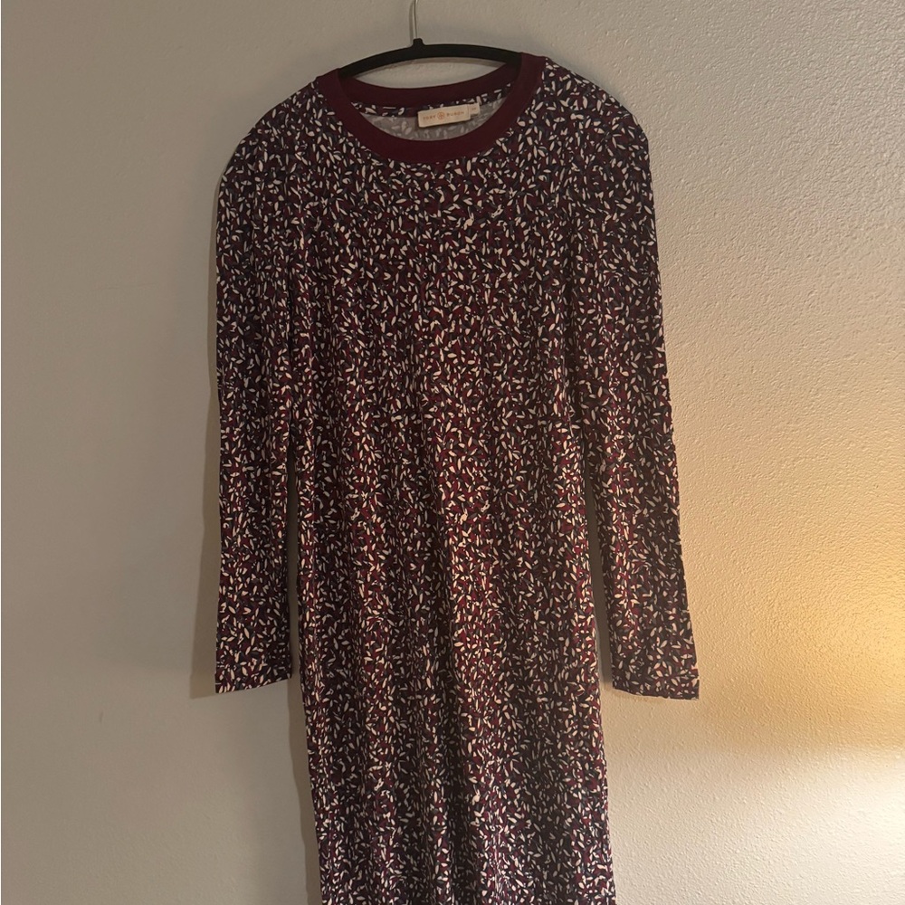 Elegant Burgundy Patterned Dress